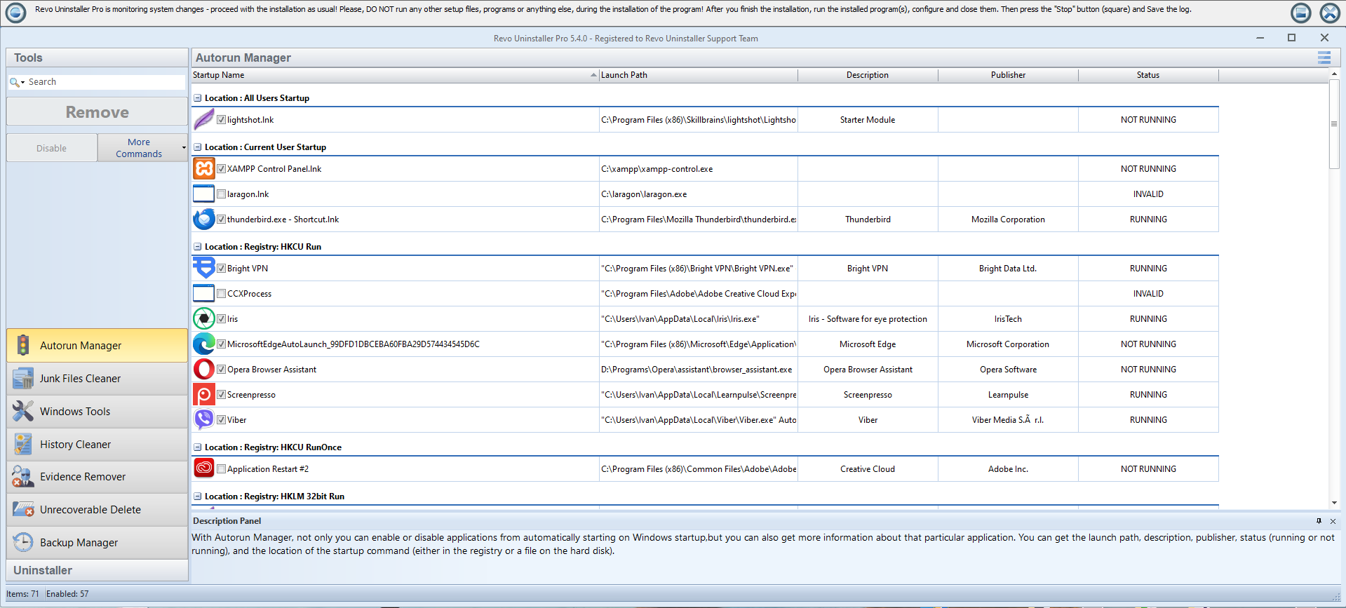 Notebook PC uninstall cleanup