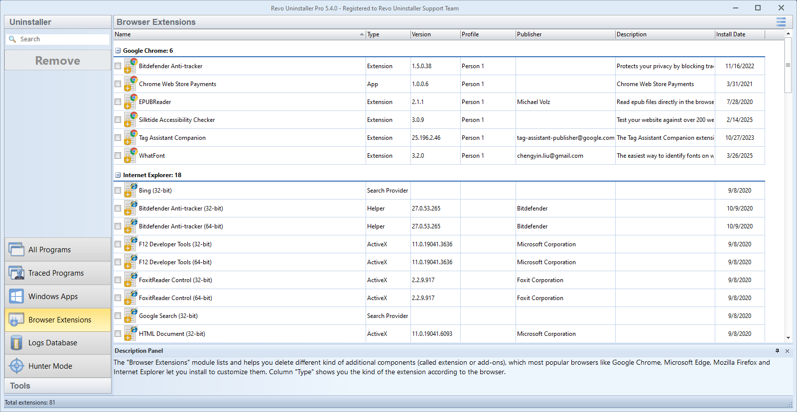 Revo Uninstaller screen capture
